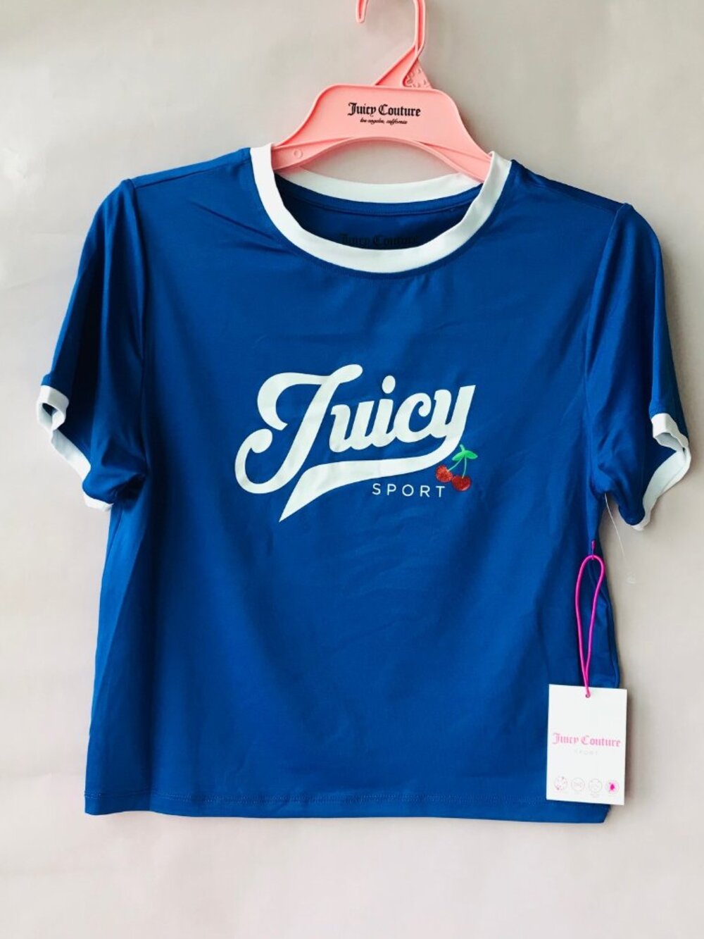 Juicy Couture Sport Blue Logo Crew Neck Short Sleeve T-Shirt Size : XL